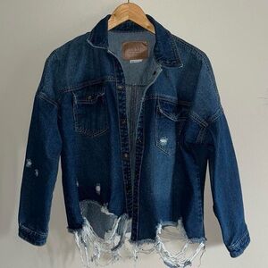 Boom Boom Jeans Distressed Blue Jean Jacket